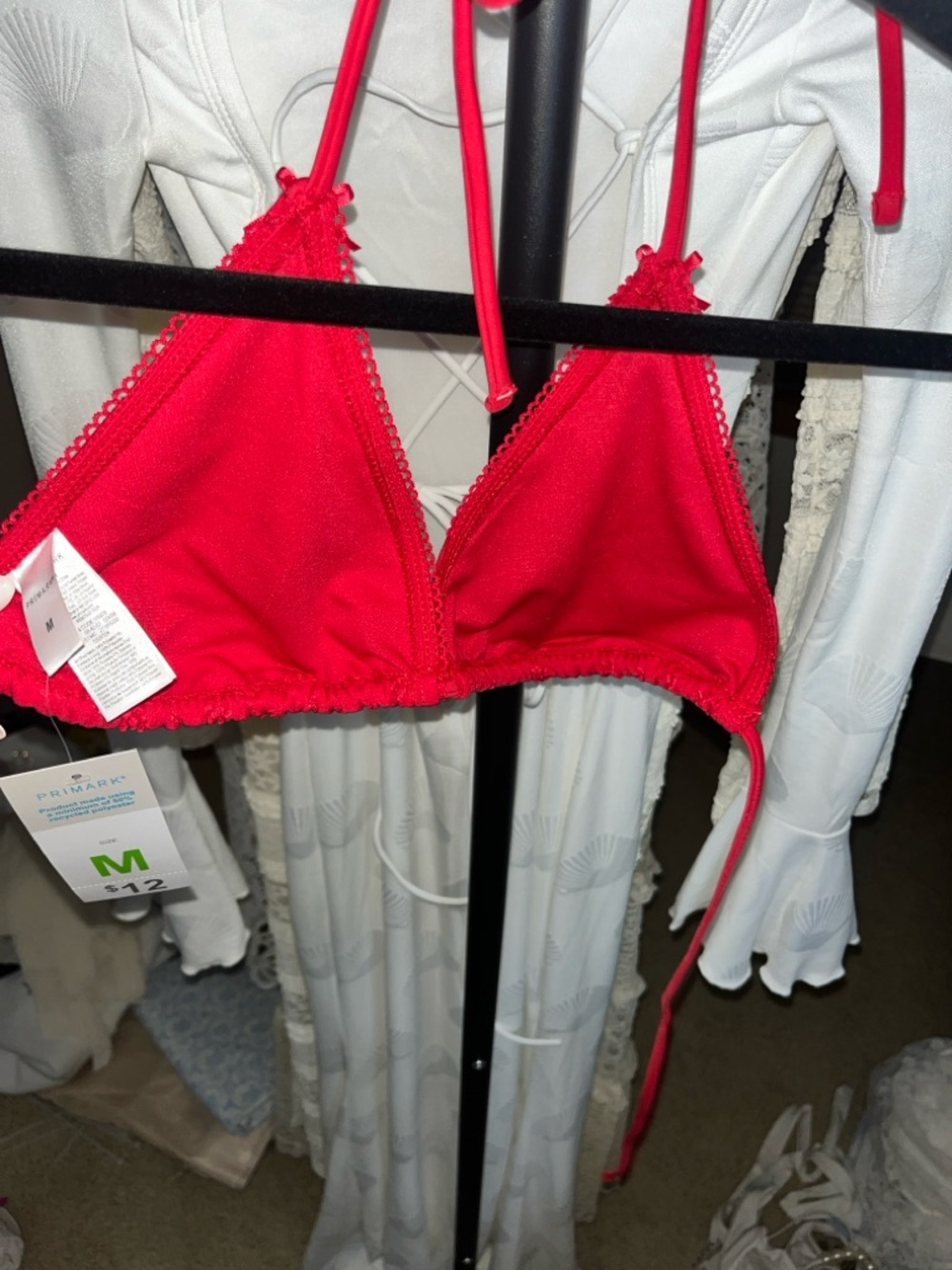Primark Red Embroidered Triangle Top - Picture 4 of 6